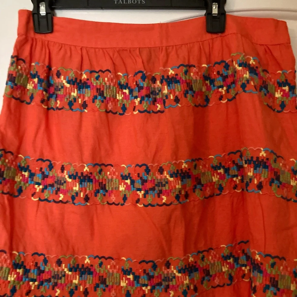 Tommy Hilfiger Orange/ multi colored embroidered skirt size 12 - Picture 1 of 2